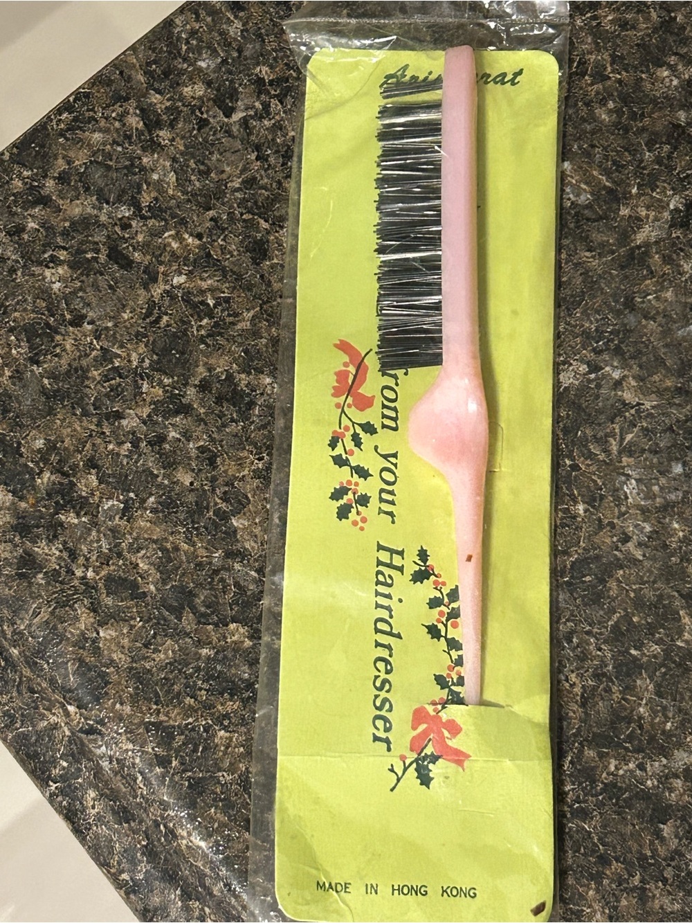 Vintage Pink Teasing Brush made in Hong Kong NWT